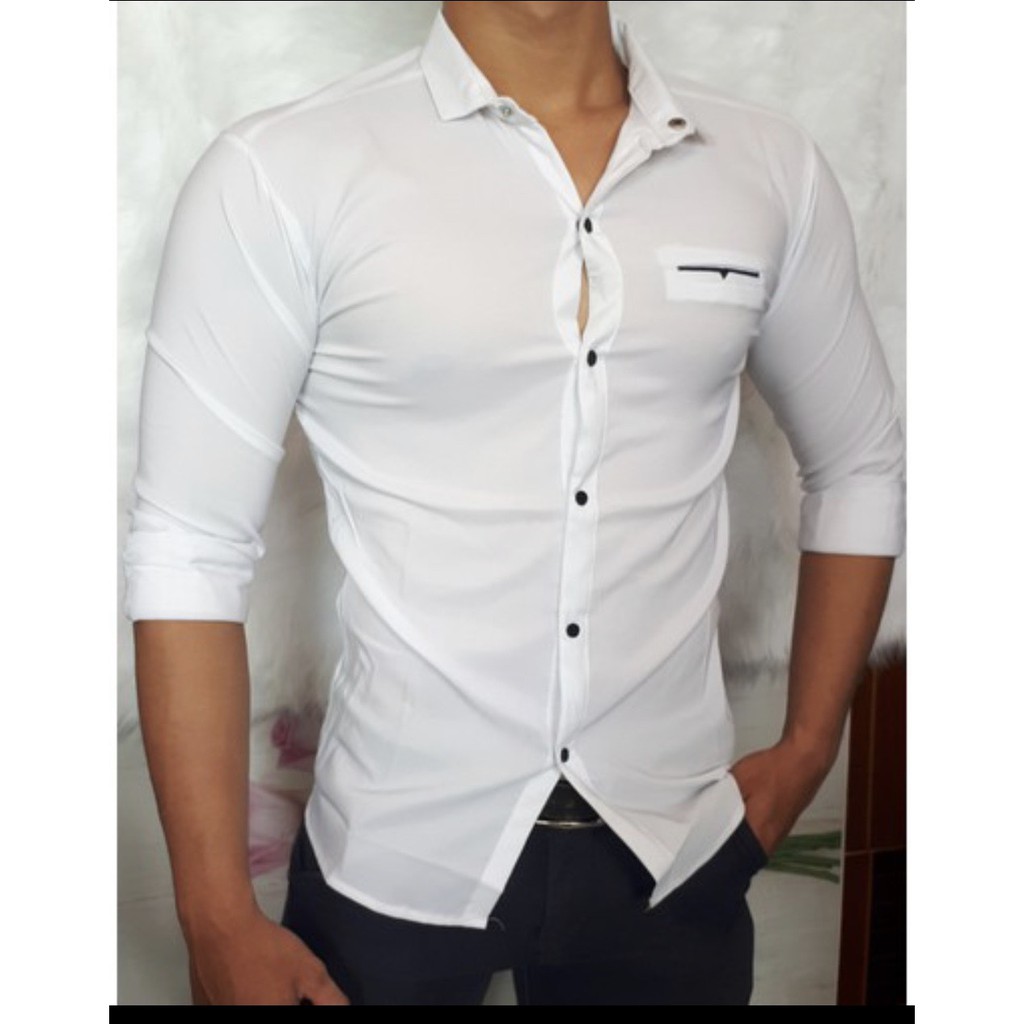 áo sơ mi nam Fom body cực chuẩn vãi co giãn size M đến XXL hình thật