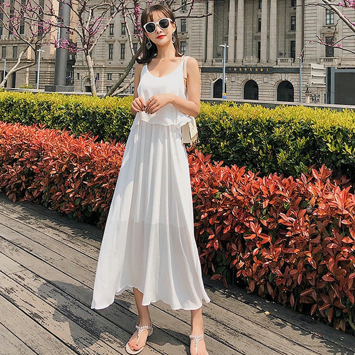 Váy maxi đi biển 2 dây đan chéo