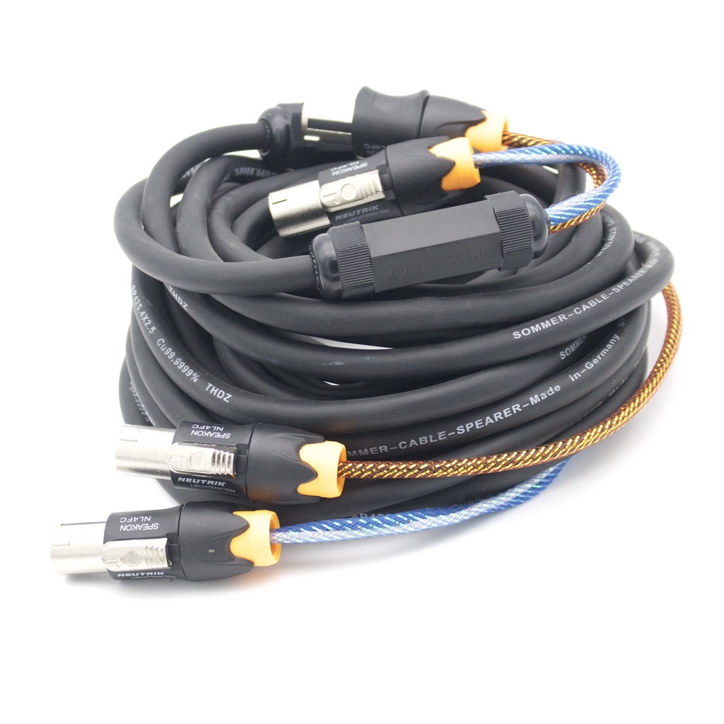 Dây loa âm thanh sân khấu 4 ruột 2.5mm dài 10m, dây loa Sommer đồng nguyên chất,01 dây thành phẩm có Jack speakon