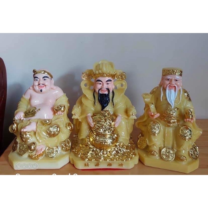 Bộ 3 ông phát lộc tài địa đá MÀU VÀNG