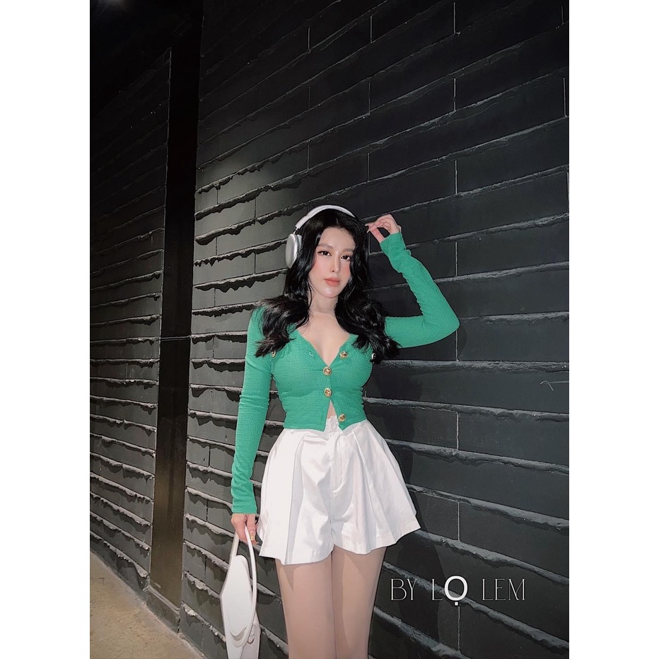 ÁO thun xốp nữ đính nút kiễu tay dài phối túi giã hot 74