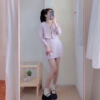 [ HÀNG CÓ SẴN ] SET DẠ TWEED HỒNG
