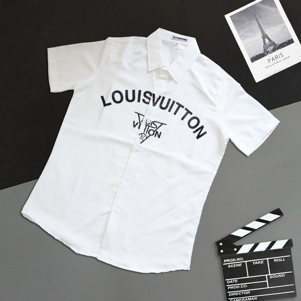 Áo Sơ Mi Nam Tay Ngắn In Chữ Cá Tính HÌNH THẬT