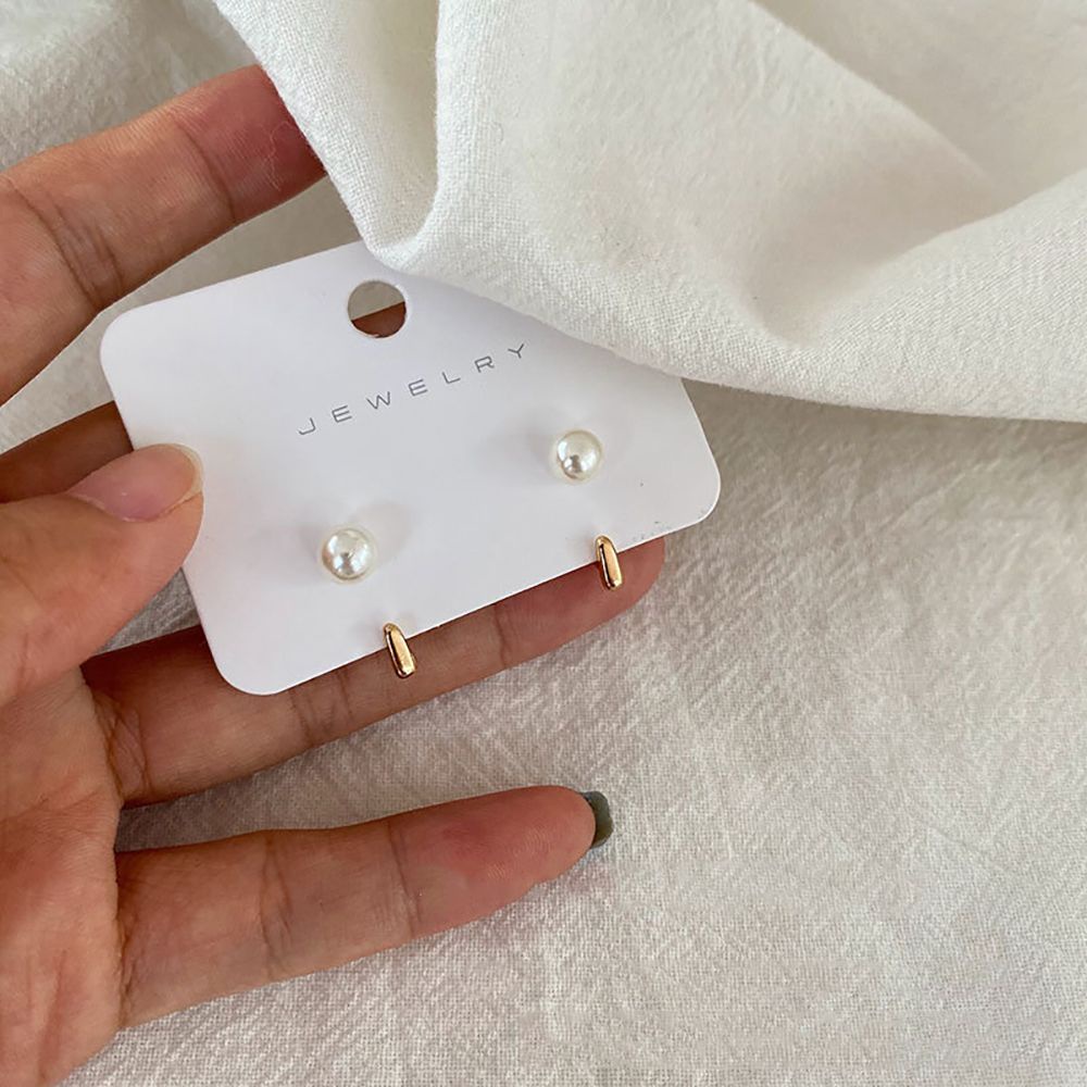 Hoa tai dạng xỏ lỗ bằng hợp kim đính ngọc trai nhiều màu dễ thương cổ điển dành cho nữ