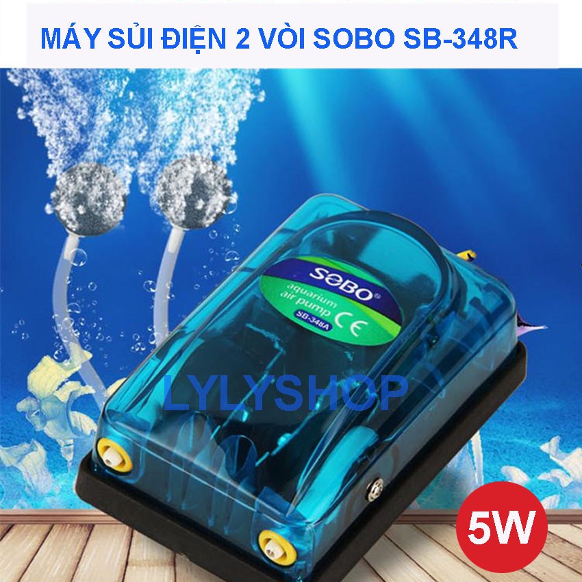Máy thổi khí 2 vòi SOBO SB-348A  loại tốt, siêu êm. BH uy tín - Hàng mới 2018