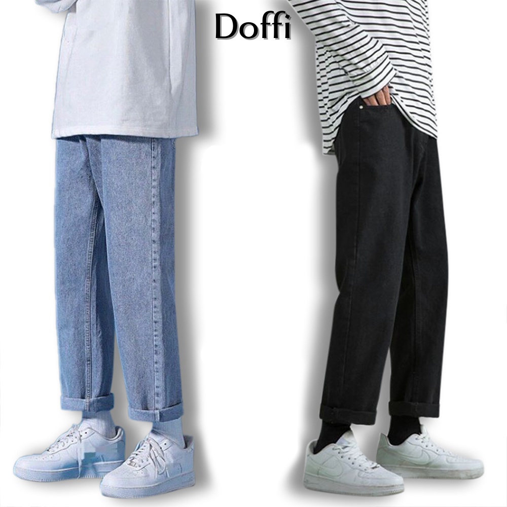 Quần jean nam,chất bò dáng xuông đứng DOFFI. Quần baggy nam, jeans, ống suông rộng Hottrend 2022