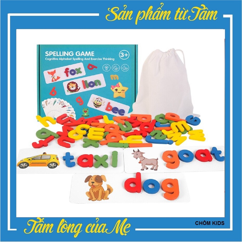 Spelling Game - Đồ Chơi Ghép Chữ Đánh Vần Tiếng Anh, 52 Bộ Thẻ Học Ghép Chữ