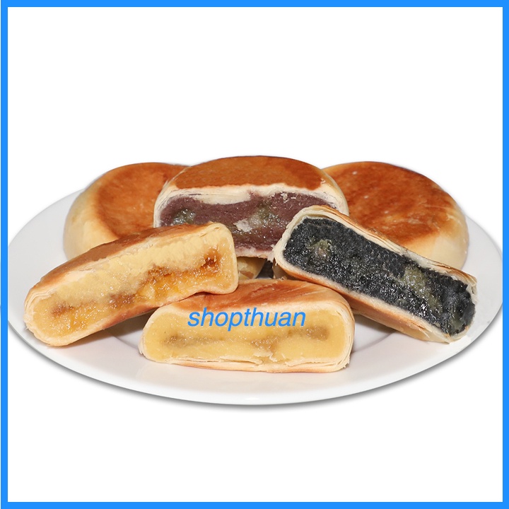 Bánh pía chay thập cẩm Tân Huê Viên 400g - Có 4 vị : Đậu Xanh - Đậu Đỏ - Mè Đen - Xoài