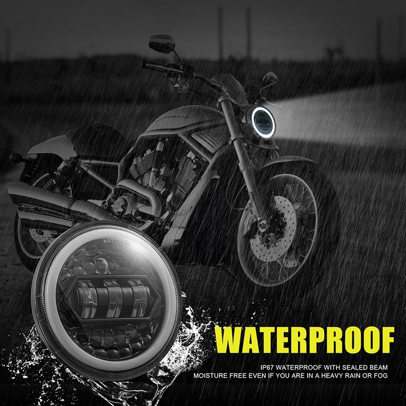 Đèn pha pha lê phong cách pha lê 5,75 inch 200w 20000LM cho xe máy Dyna Street Bob