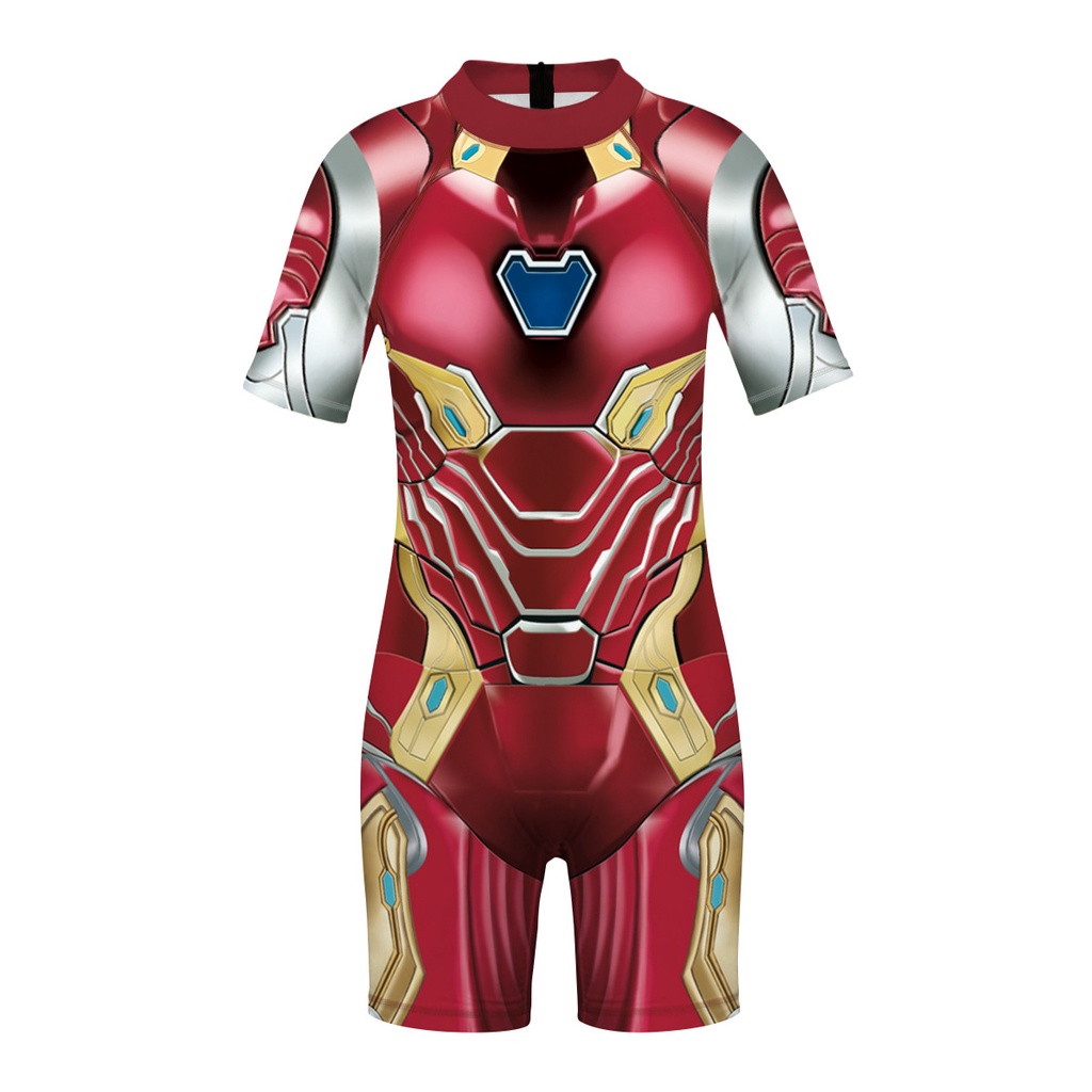 Bộ Đồ Bơi Một Mảnh Tay Ngắn In Hình Spiderman Iron Man Captain America Cho Bé