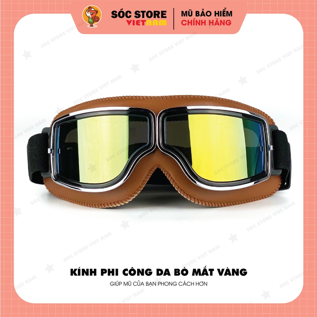 Kính phi công cao cấp, kính UV trang trí mũ bảo hiểm hottrend Socstore VietNam