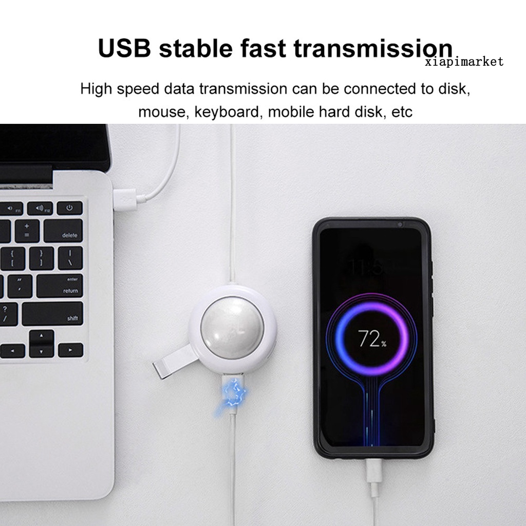 LOP_Mini 4 USB Ports High Speed Transmission Cable Hub Splitter with Night Light