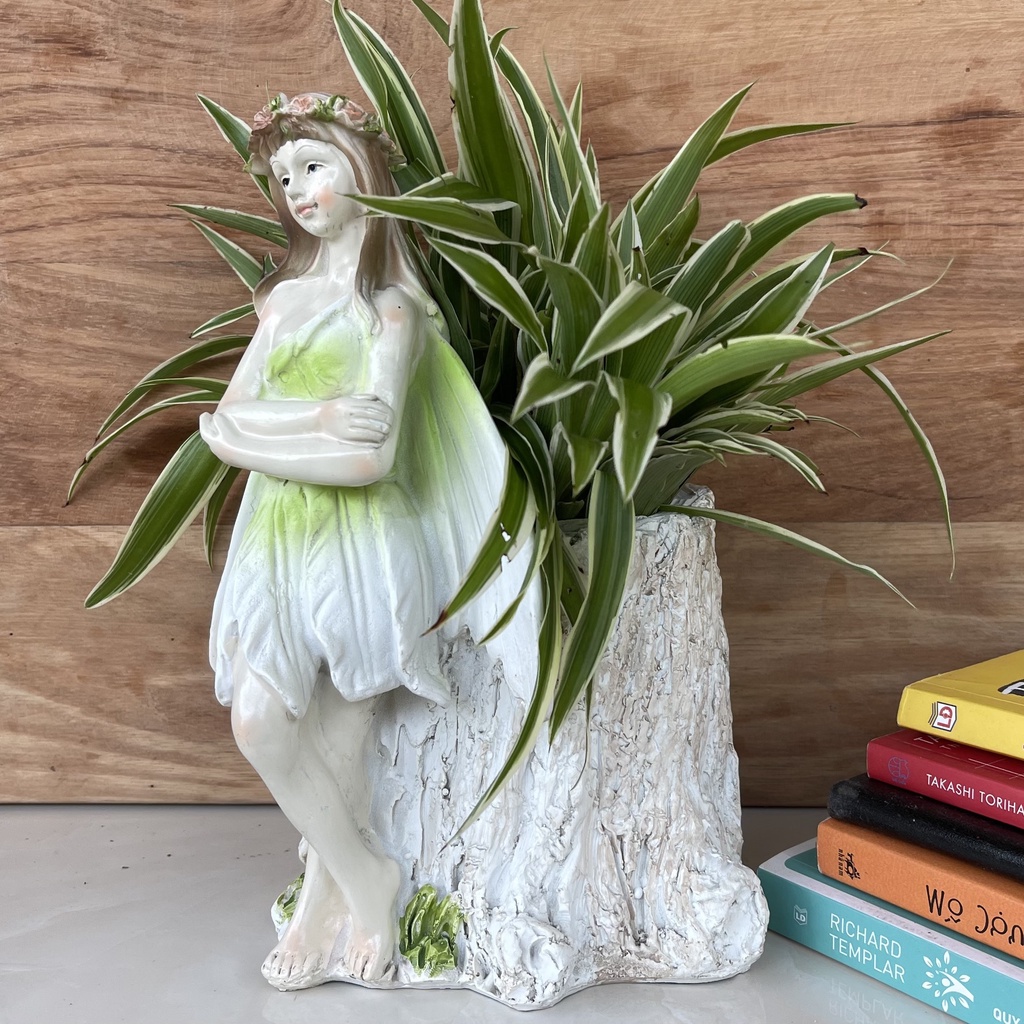 Chậu trồng cây để bàn hình tiên nữ, decor sân vườn