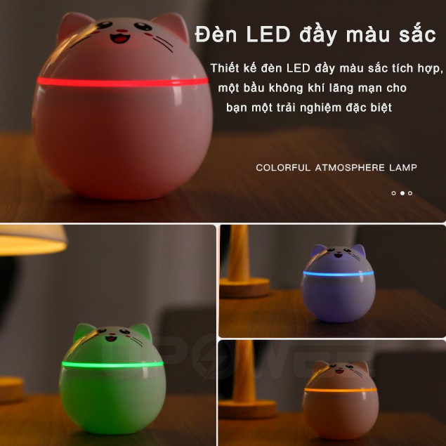 Máy phun sương tạo độ ẩm không khí cổng USB hình mèo mini dễ thương máy xông tinh dầu