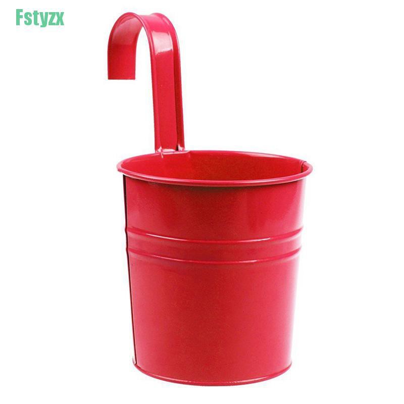 fstyzx Cute Metal Iron Flower Pot Hanging Vase Bucket Balcony Garden Planter Home Decor