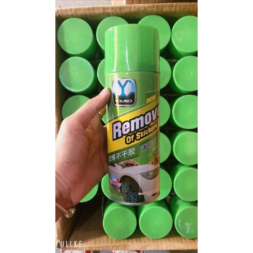 Chai Xịt Tẩy Keo Remove Of Stickers 450ml, tẩy nhựa đường, vết băng dính bám trên ô tô, tẩy đa năng đồ nội thất