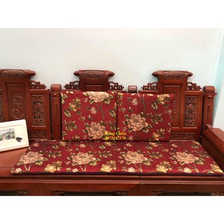 Bộ thảm trải ghế gỗ hoa trắng 2 vuông 1 dài ( tháo vỏ )