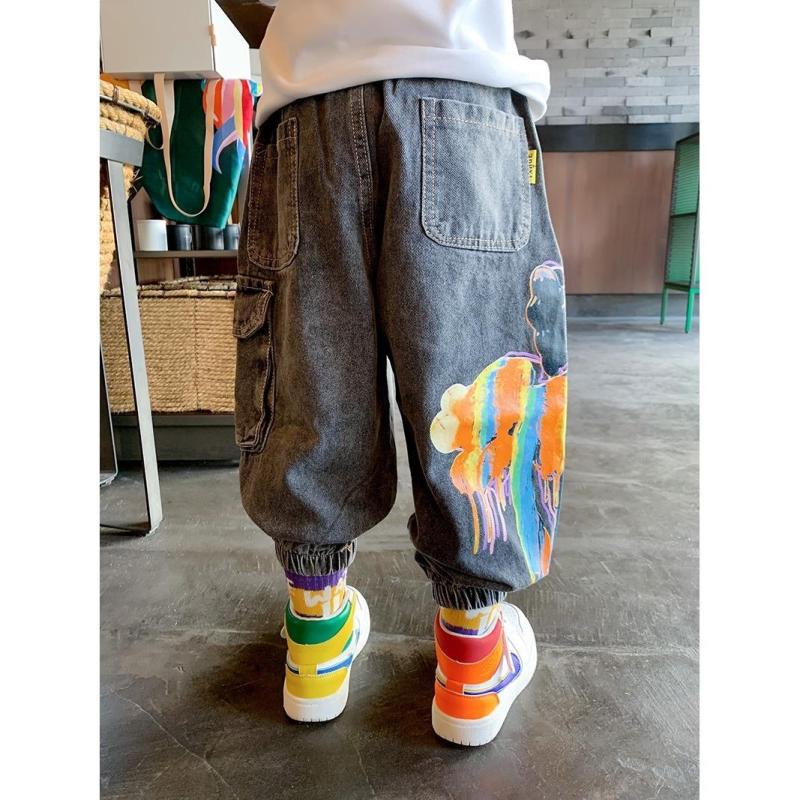 Quần jean dài có in họa tiết sọc thời trang dành cho bé trai