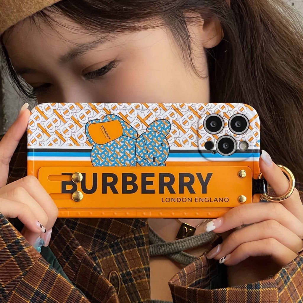 Ốp Điện Thoại In Hình Gấu Dễ Thương Có Dây Đeo Cổ Tay Chống Rơi Cho iPhone 14 13pro max 12pro 11promax 11