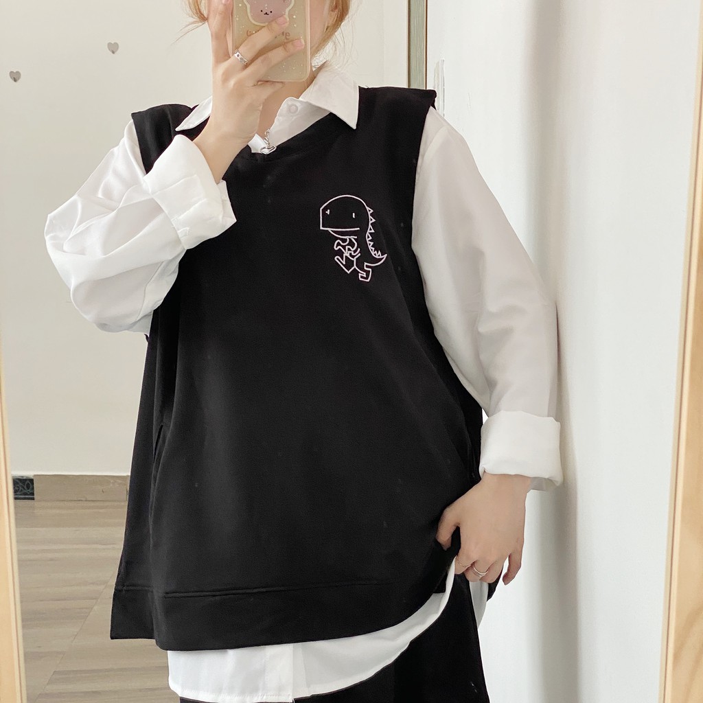 Áo Gile Thêu Khủng Long Chất Nỉ Da Cá Nam Nữ Unisex | BigBuy360 - bigbuy360.vn