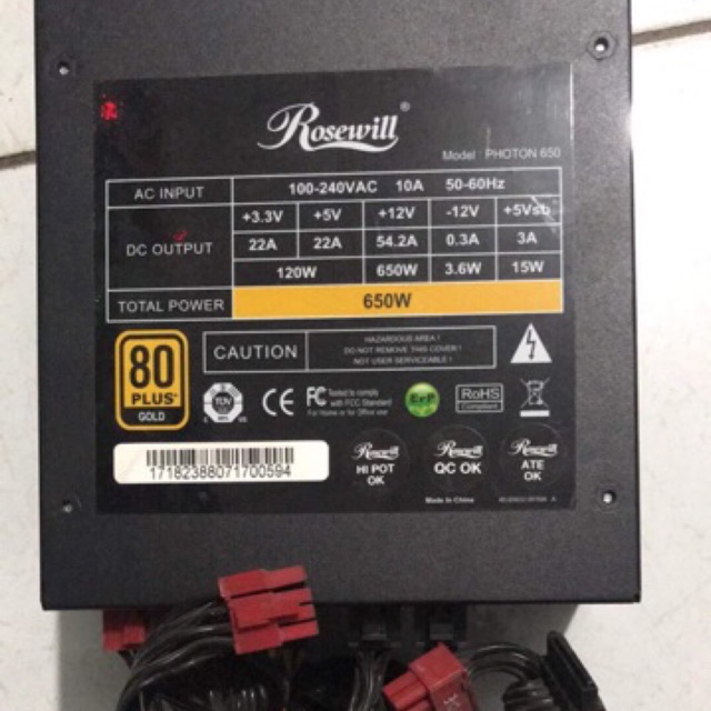 Nguồn Máy Tính Rosewill 650w 80 Plus Glod