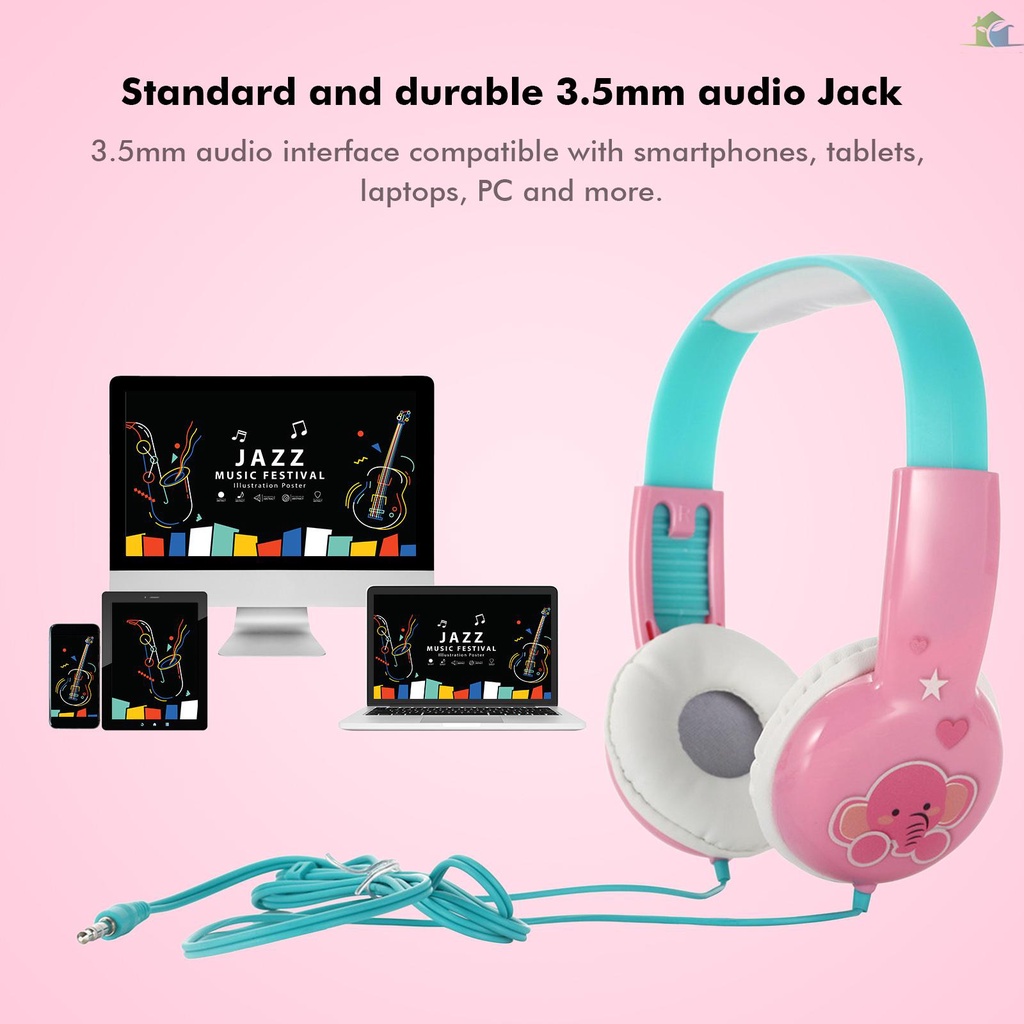 YOUP  KID101 Wired Headset Kids On Ear Headphones with 3.5mm Audio Jack & Volume Portable Cute Children Learning Headphone Compatible with Cellphones Computer MP3/4 Pad Tablet