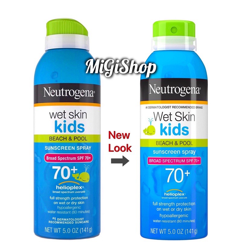 [Hàng Mỹ] Xịt Chống Nắng Trẻ Em Neutrogena Wet Skin Kids Suncreen Spray SPF70+ 141g