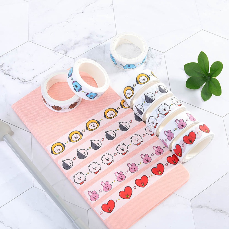 Băng Dính Washi Tape In Họa Tiết Hoạt Hình Bt21 Xinh Xắn