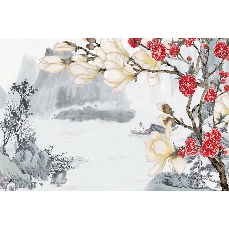 Tranh 3D dán tường phòng khách phong cách INDOCHINE sang trọng, lịch sự mẫu mã đẹp mắt, phù hợp nhiều không gian