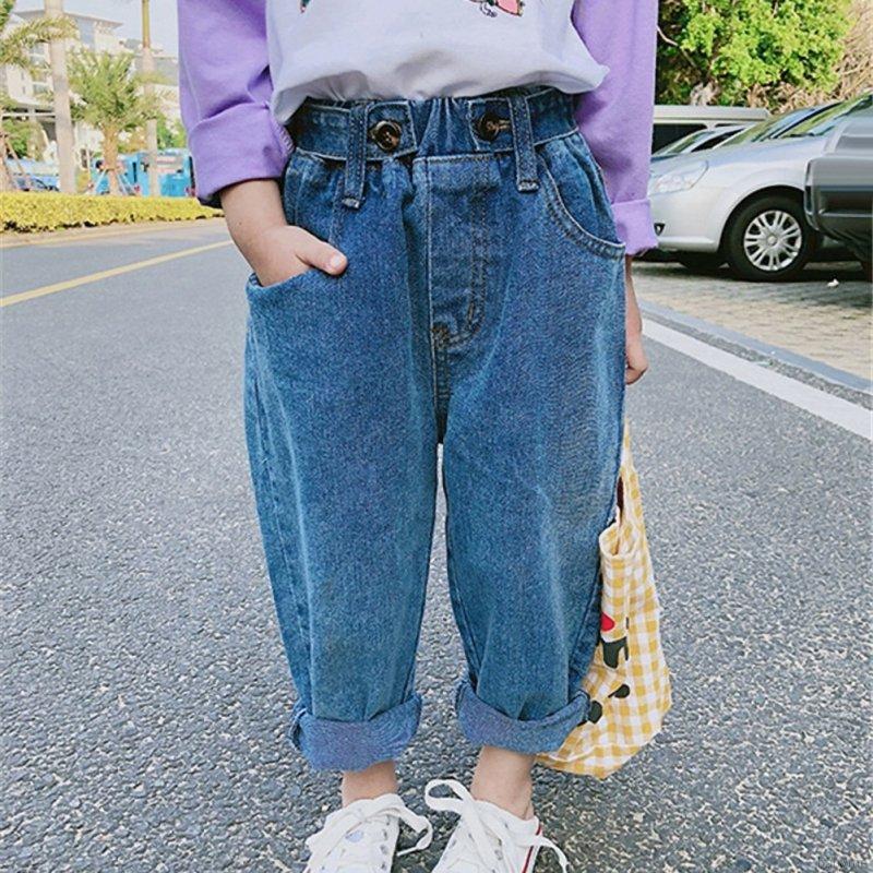 Quần Jeans Dài Lưng Thun Thời Trang Cho Bé Gái