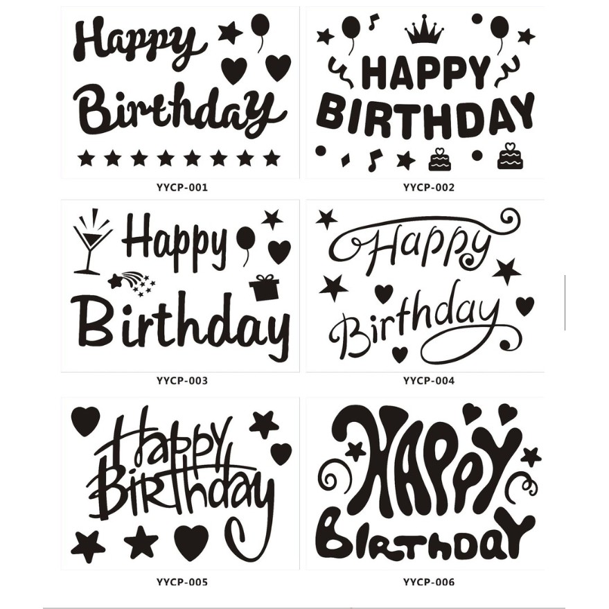 Sticker Trong Suốt 5-20 Inch Hình Chữ Happy Birthday Dễ Thương Dùng Để Trang Trí