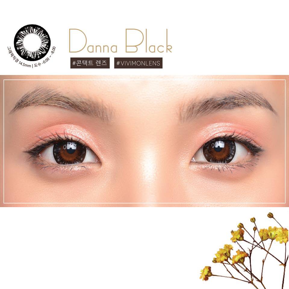 Kính áp tròng Hàn Quốc Danna Black - Lens mắt cận đen tự nhiên (Tặng Kèm Khay)