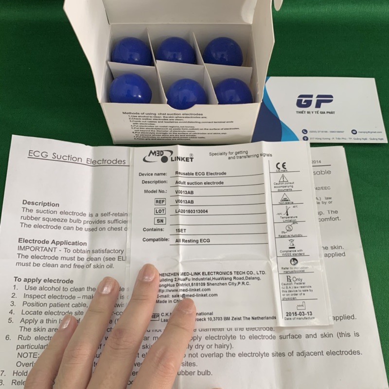 BO CHUÔNG ĐIỆN TIM  CHO MÁY ECG BỘ 6 CÁI DÙNG NHIỀU LẦN