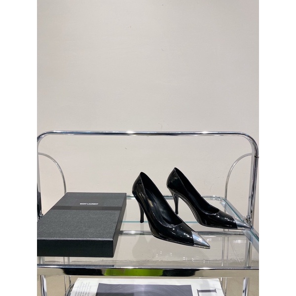 Giày cao gót 9cm mũi nhọn da thật thương hiệu Saint Laurent YSL mẫu mới 2022 cao cấp