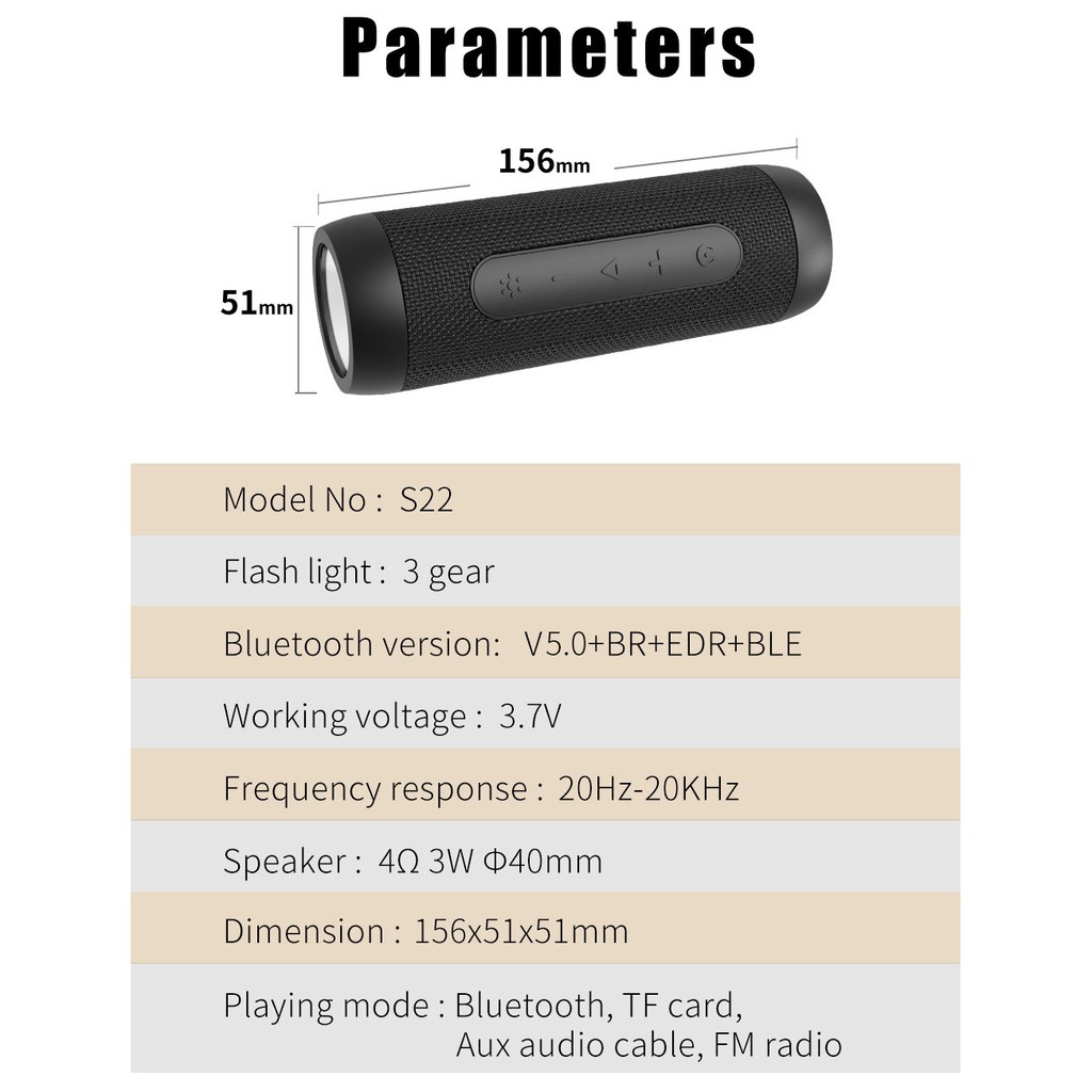 Loa Bluetooth Zealot S22  chống thấm nước và phụ kiện