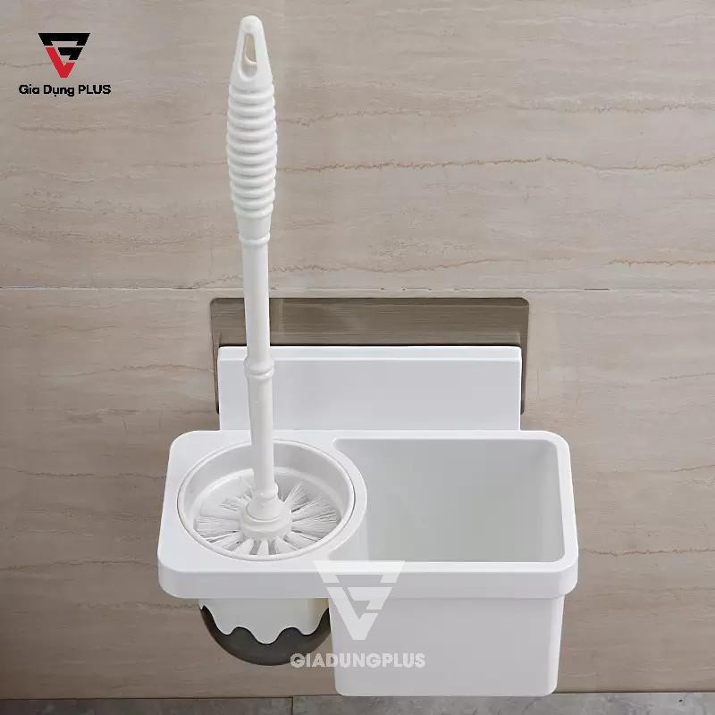 Bộ Chổi Bồn Cầu &amp; Kệ Đựng Dán Tường Đa Năng Cho Toilet Tiện Ích