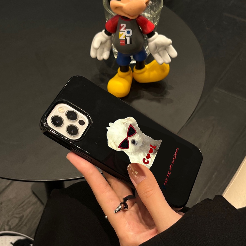 Ốp Điện Thoại Silicon Họa Tiết Hoạt Hình Chú Chó Đeo Kính Mát Dễ Thương Cho Iphone 14 7 / 8 SE2020 7 + 8 PLUS 11 12 13 PRO MAX