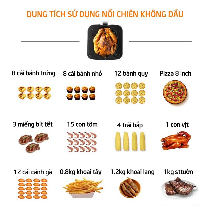 Nồi Chiên Không Dầu Vietstar PW-8063 Dung Tích 5.6 Lít