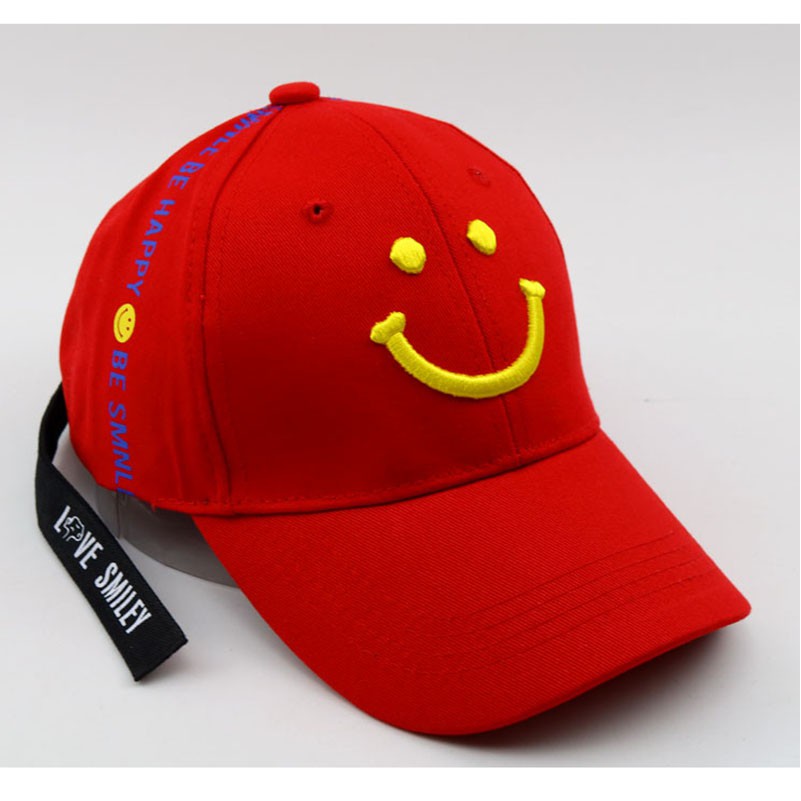 Mũ lưỡi trai thêu hình mặt cười thời trang cho trẻ em