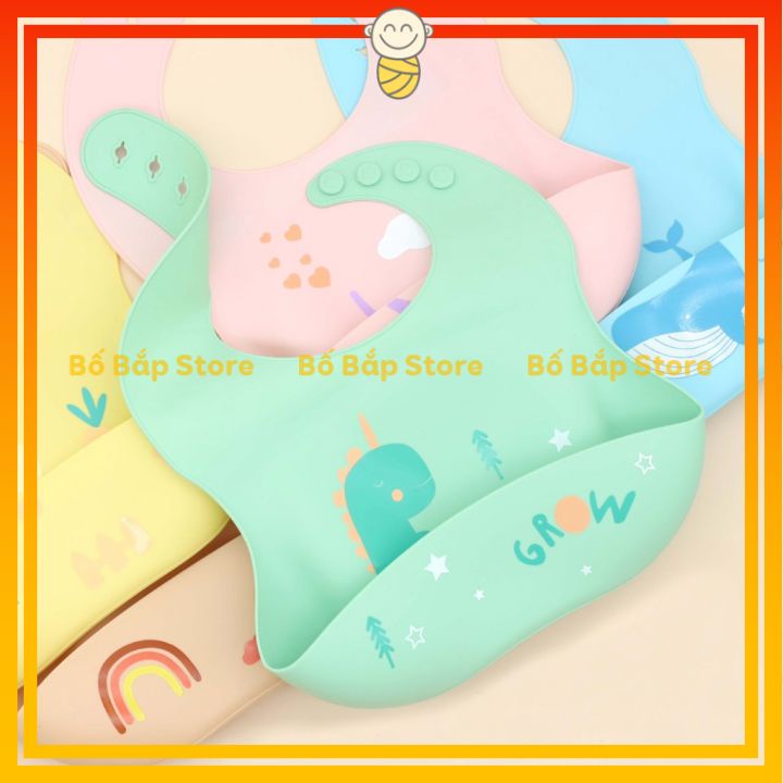 Yếm Ăn Dặm Silicon ⚡3D CHỐNG CỤP⚡ Hình Thú Đáng Yêu Chống Thấm Cao Cấp