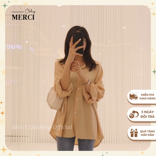 Áo sơ mi nữ form rộng tay dài phong cách hàn quốc áo sơ mi kiểu chất lụa freesize 3 màu cao cấp merci