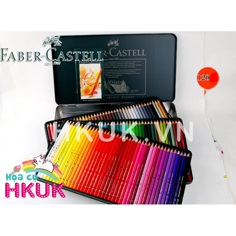 (Tặng kèm sổ vẽ) Chì màu  Faber Castell Artist Polychromos Pencil 60 /120 màu (hộp thiếc)