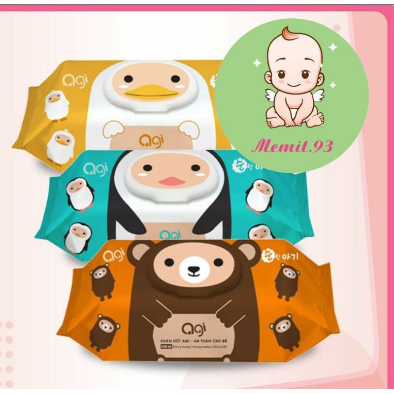 Khăn Ướt Agi Không Mùi 100 Tờ ( Giao Màu Ngẫu Nhiên )