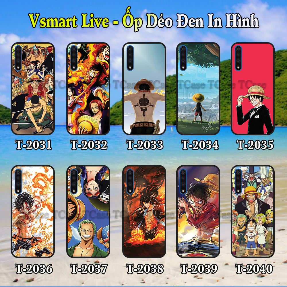 Ốp lưng Vsmart Live dẻo đen in hình One Piece