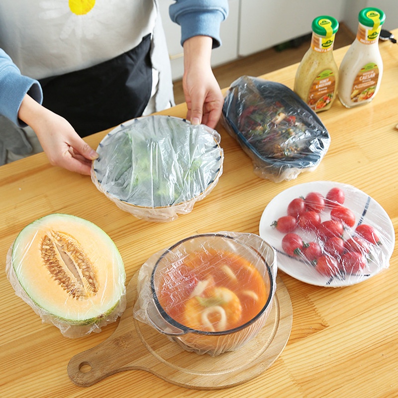 COMBO 100 túi màng bọc thực phẩm PE túi gấu có chun bọc đồ ăn co giãn hộp đựng thức ăn nhà bếp - Elliver