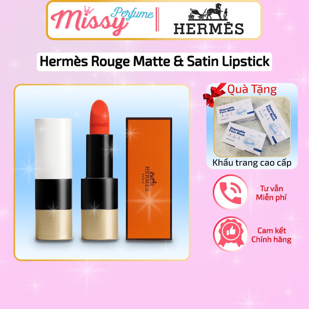 son hermès rouge matte và satin lipstick. son lì rouge hermes chính hãng siêu xinh , hermes 64, mẫu hot 2022