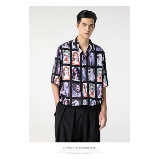 Áo Sơ Mi Tay Ngắn Unisex Cổ Bẻ Phong Cách Hàn Quốc Freesize
