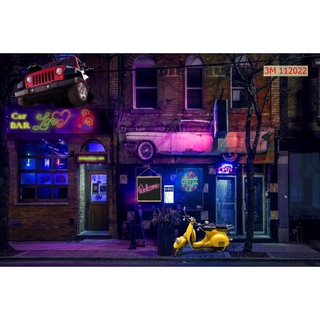 Tranh dán tường 3D thành phố về đêm
