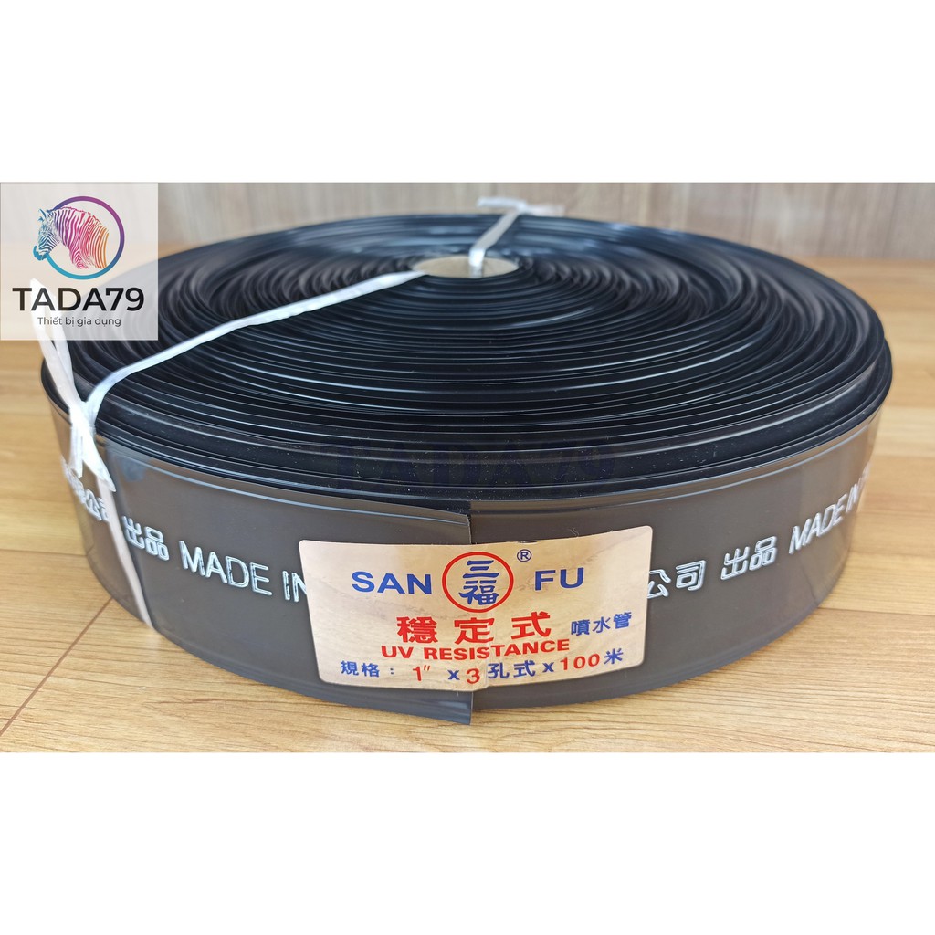 1 cuồn dây dây tưới phún, ống phun mưa, dây tưới SanFu 34 mm Đài Loan, cuộn dài 100m