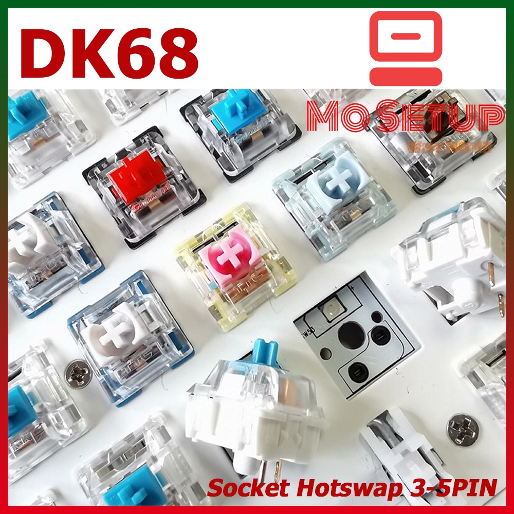 KIT Bàn Phím cơ DK68 hotswap Socket Gateron - DK68 bộ kit bàn phím layout 68 phím , có 3 chế độ kết nối.